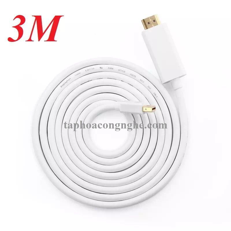 Ugreen 10453 3M màu Trắng Cáp chuyển đổi Mini DP sang HDMI hỗ trợ phân phải 4K x 2K MD101 30010453